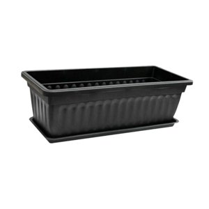 Ioensy - Jardinera Con Jardinera Para Ventana, Maceta Con Jardinera De 17 Pulgadas Para Alféizar De Ventana, Patio Interior Y Exterior, Color Negro