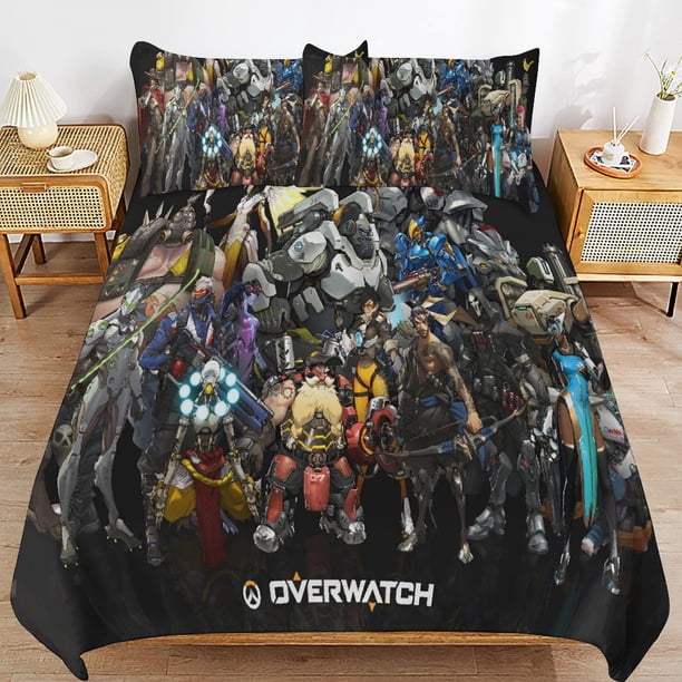 Overwatc-h Over-watch Overwatc-h Over-watch Bedding Set Sheet Set for Kids Adults,All Season Lightweight