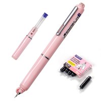 Pluma Estilográfica Writech Retráctil De Tinta Negra Con Punta Fina Rosa