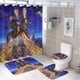 thumbnail image 1 of Archer-theme 4-Piece Shower Curtain Set with Rugs, Waterproof Bathroom Decor Set Includes Bath Mat, U-Shaped Rug, Toilet Lid Cover and Curtain with Hooks, 1 of 6