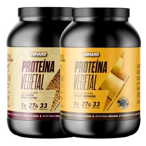 Gohard - Pack Proteinas Vegetales 2Kg Total Sin Sabor - Platano