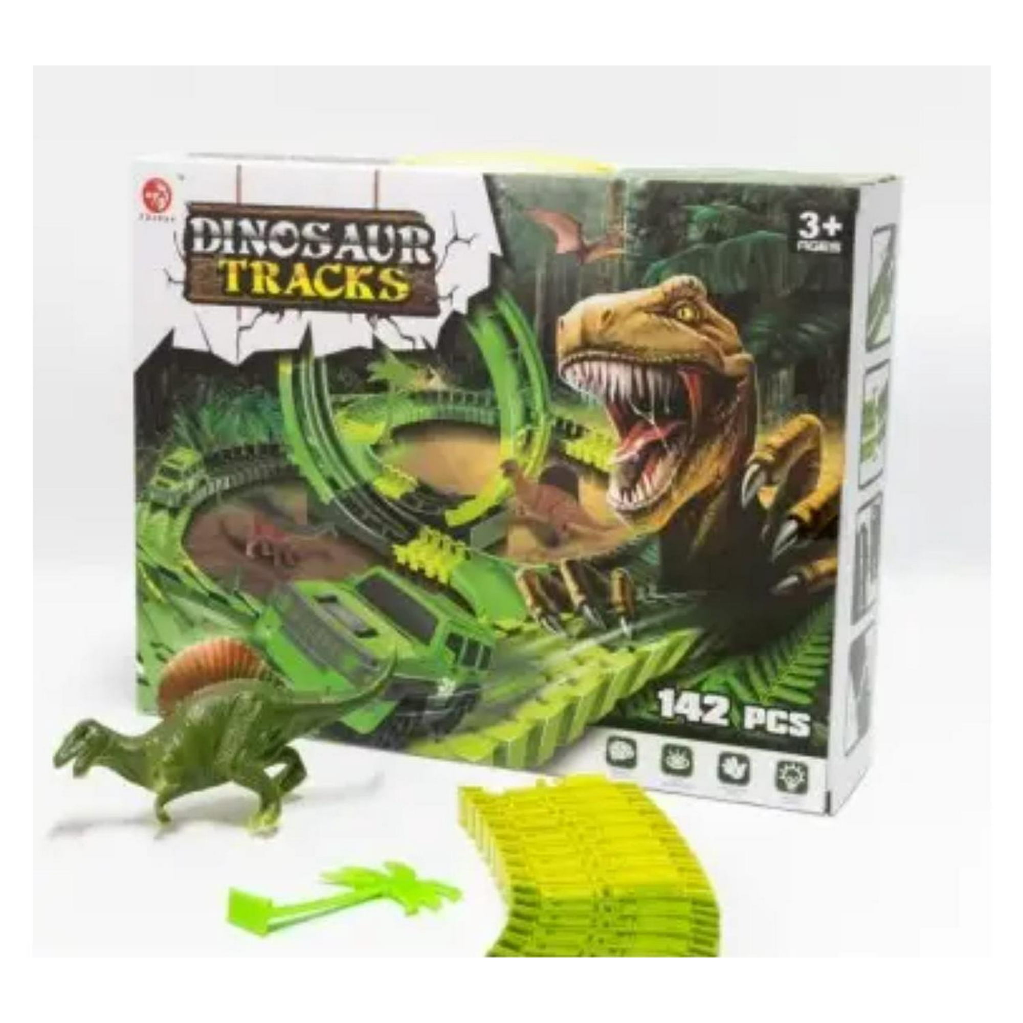 Genérico - Pista De Carreras De Autos Diseños Dinosaurios Verde