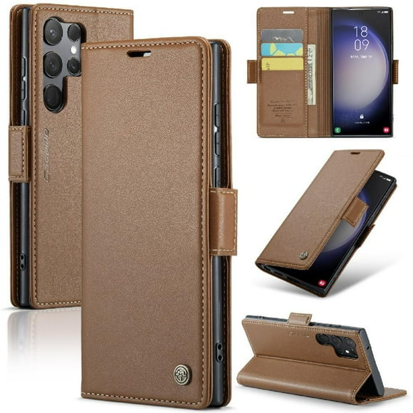 CaseMe tipo cartera Samsung Galaxy S23 Ultra con cierre magnético, RFID, tarjetero, soporte, carga inalámbrica