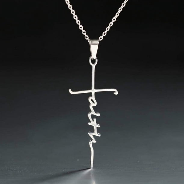 1pc Stainless Steel Christian Cross Necklace - A Perfect Gift for the Faithful!