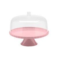 Ou - Porta Torta Con Pedestal Rosado 30 Cm