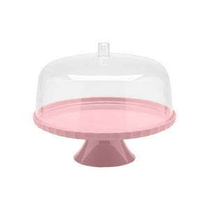 Ou - Porta Torta Con Pedestal Rosado 30 Cm