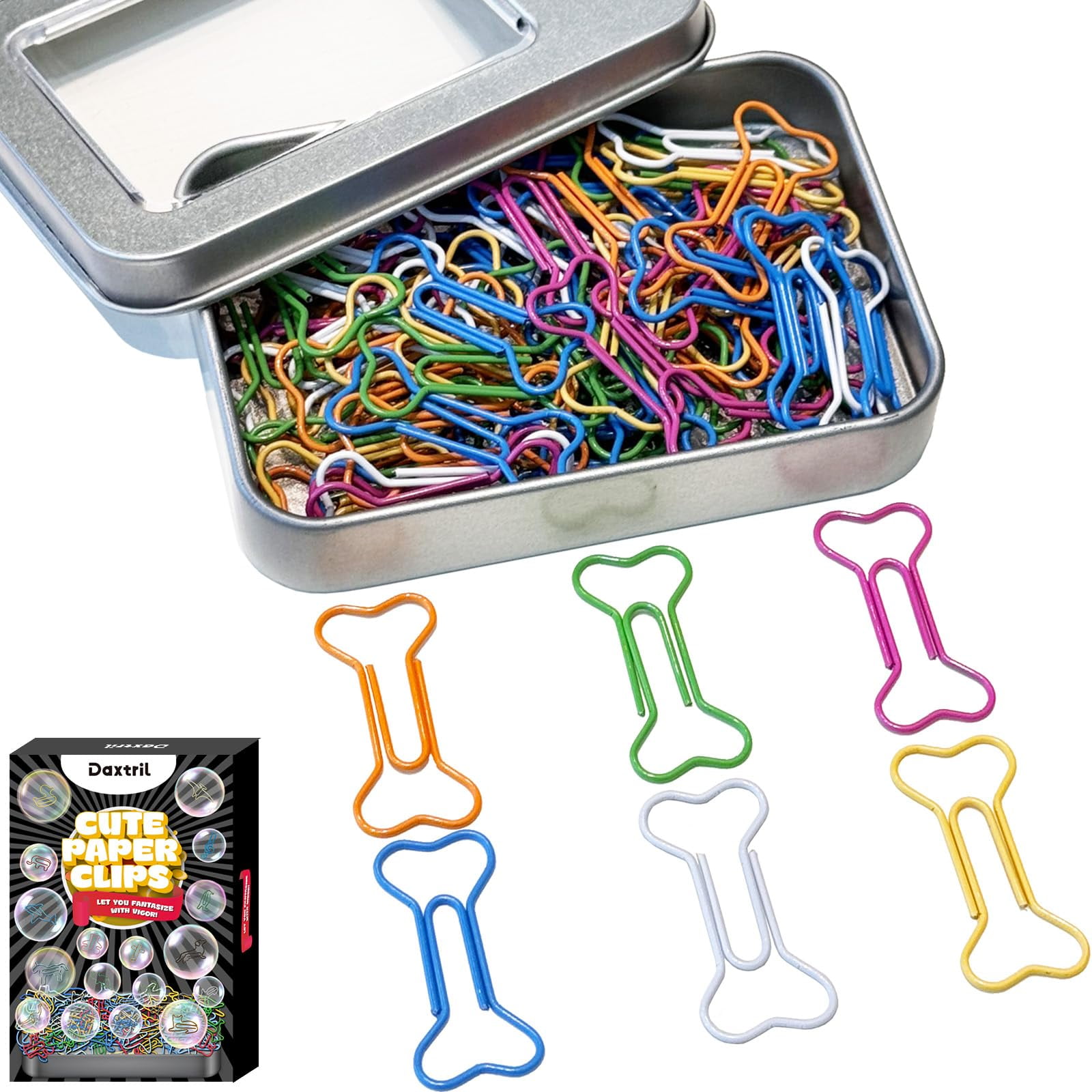 Clips De Papel Daxtril Con Forma De Hueso De Perro, 60 Unidades, Colores Surtidos