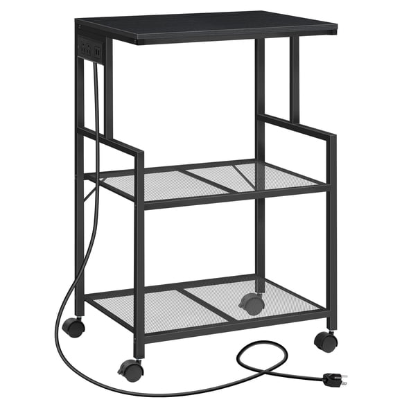 Soporte para impresora MAHANCRIS Industrial de 3 niveles con tomas de corriente negro