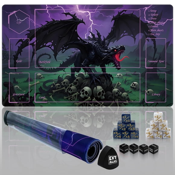 Tapete de juego Extalas Roaring Dragon 61 x 36 cm impermeable