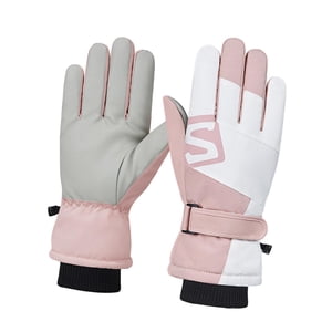 Ioensy - Guantes De Esquí De Invierno Guantes De Nieve A Prueba De Viento Con Pantalla Táctil Para Patinar Nieve Al Aire Libre Rosa Blanco