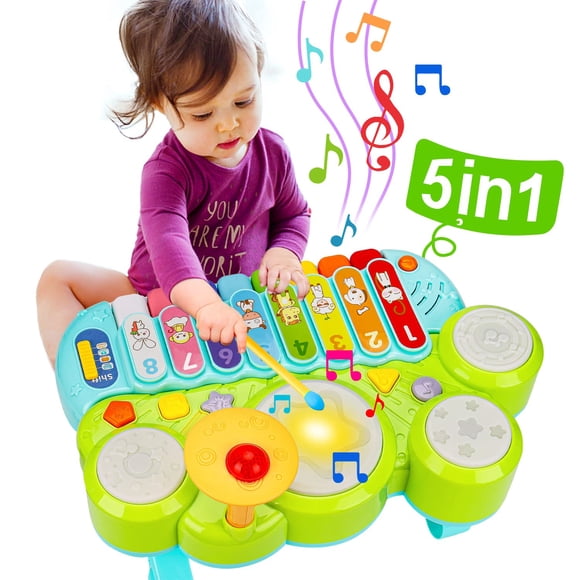 Musical Toy AugToy 3 en 1, teclado para piano y xilófono, batería, más de 18 m
