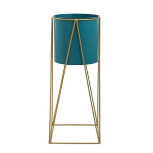 Fliperex - Porta Macetero Pedestal Maceta Plantas Verde Dorado Mediano Verde