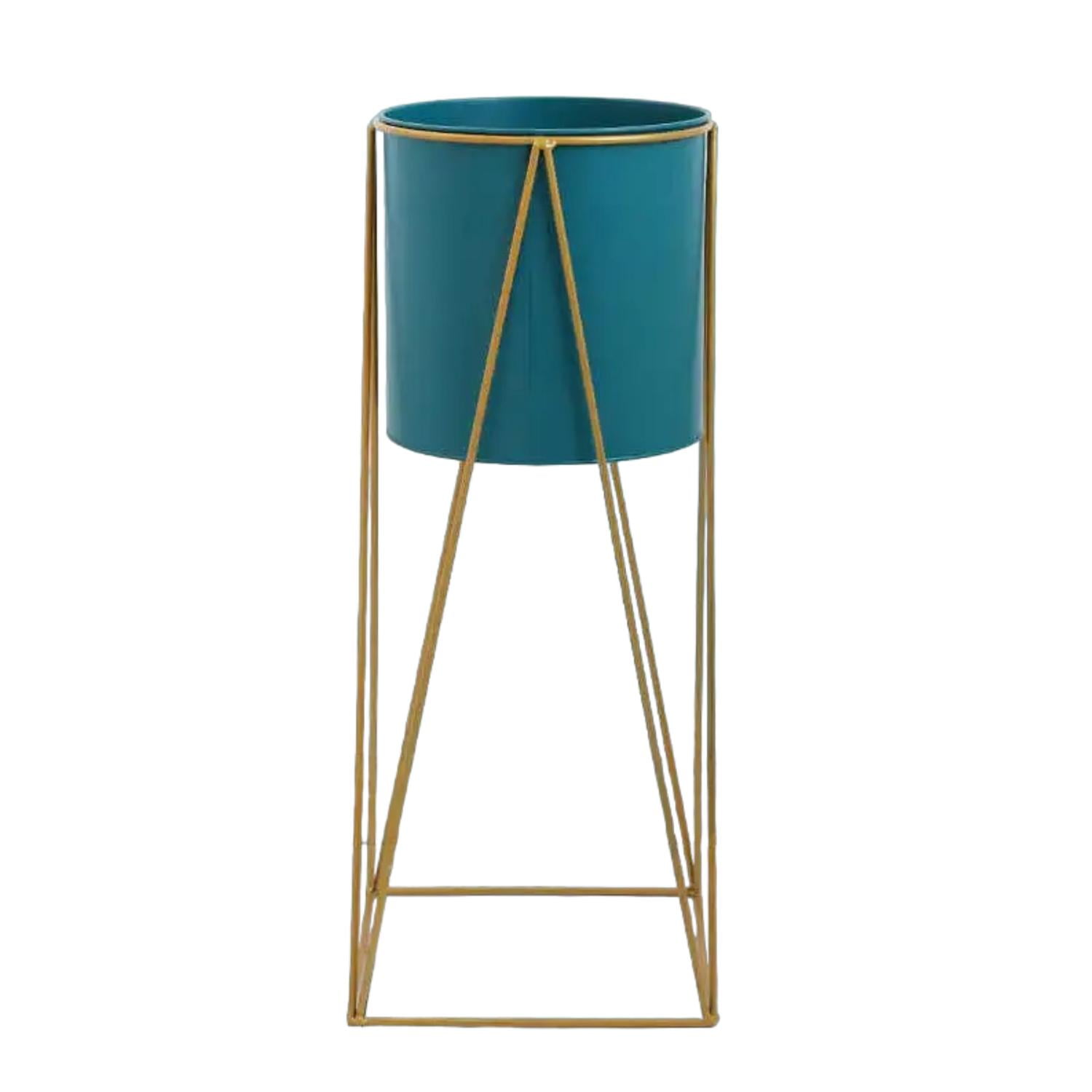 Fliperex - Porta Macetero Pedestal Maceta Plantas Verde Dorado Mediano Verde