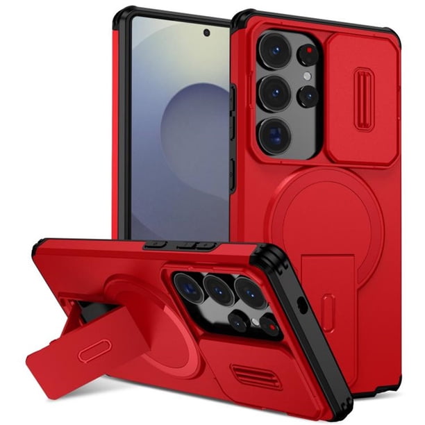 Funda para Samsung Galaxy S25 Ultra 5G 6.9" con Soporte Plegable Invisible, Carga Inalámbrica Magnética MagSafe, Carcasa Deslizante para Cámara, a Prueba de Golpes y Caídas, Funda Protectora Resisten