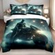 thumbnail image 1 of 3pcs Bedding set Warner Dark Knight on Motorcycle Print Duvet Cover Set | Polyester Digital Printing, 1 of 1