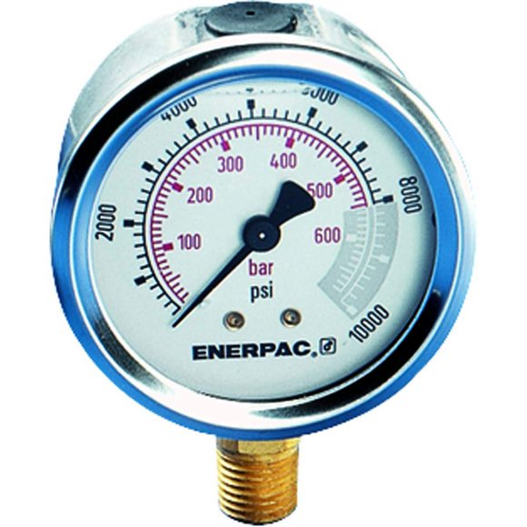 Manómetro de presión Enerpac 6,4 cm 0‑10000 psi 0‑700 bar 1/4" NPTF