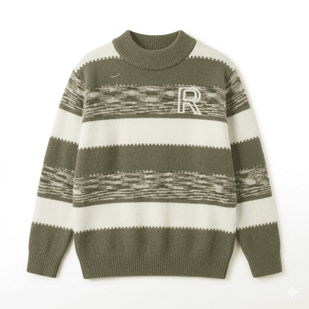 Sueter Ni o Invierno Tejido Rayado Cuello Alto Moda Infantil