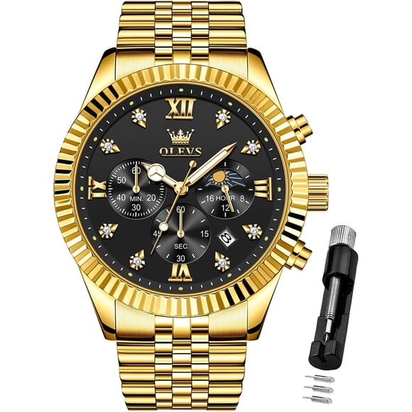 Reloj OLEVS Hombre Cronografo Dorado Acero Inoxidable