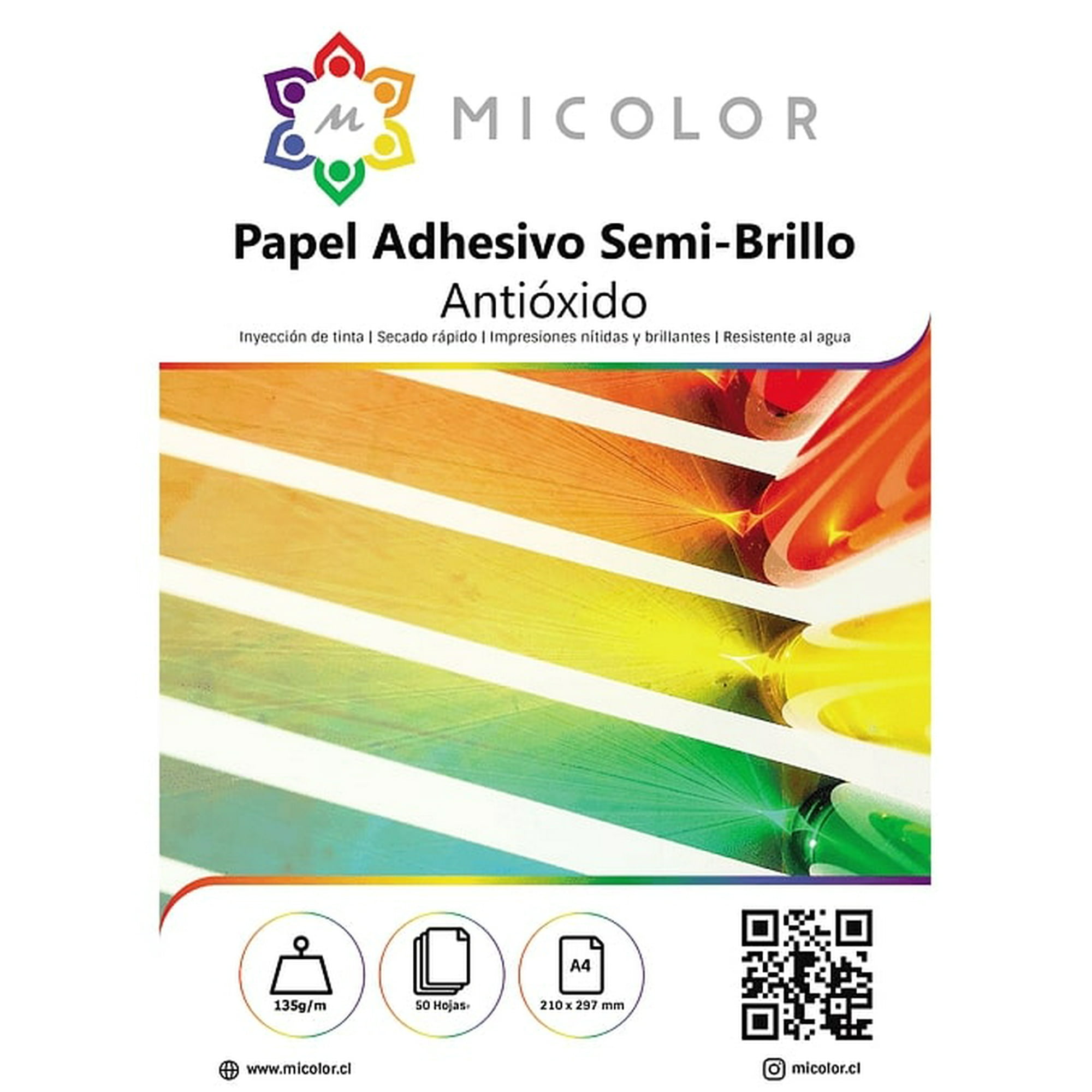 Micolor - Papel Adhesivo Semi-brillo 135g / 20 Hojas Antióxido