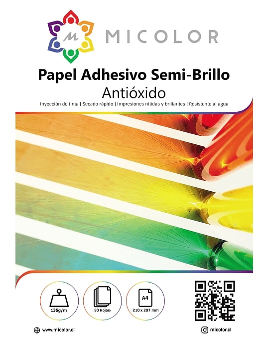 Micolor - Papel Adhesivo Semi-Brillo 135G / 20 Hojas Antióxido