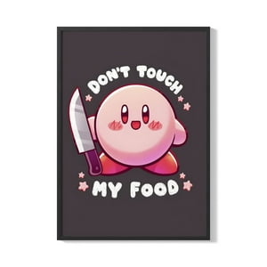 Creango - Cuadro Poster Enmarcado Kirby No Toques Mi Comida Decorativo