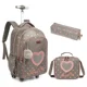 thumbnail image 1 of Children's Wheeled Backpack Bag Set with Lunch Box School Rolling Backpack Bag with Wheels School Trolley Backpack Bag for Girls, 1 of 3