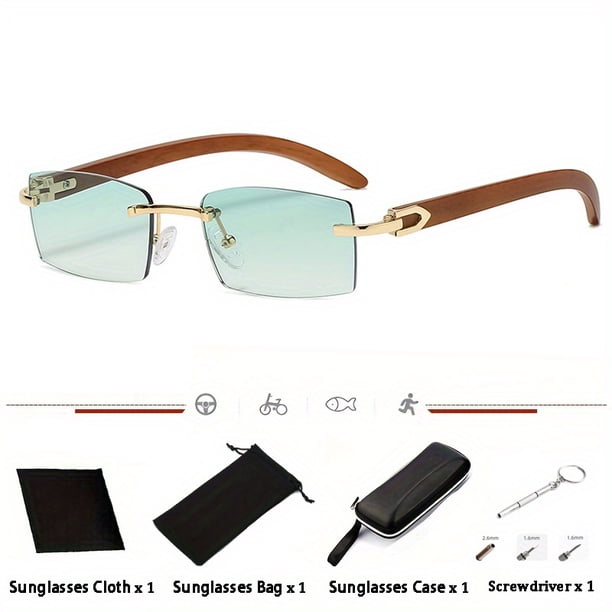 Trendy Men's Frameless Rectangle Sunglasses with UV400 Protection