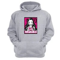 Genérico - Polerón Canguro Nezuko Gris Claro Talla Xl Unisex