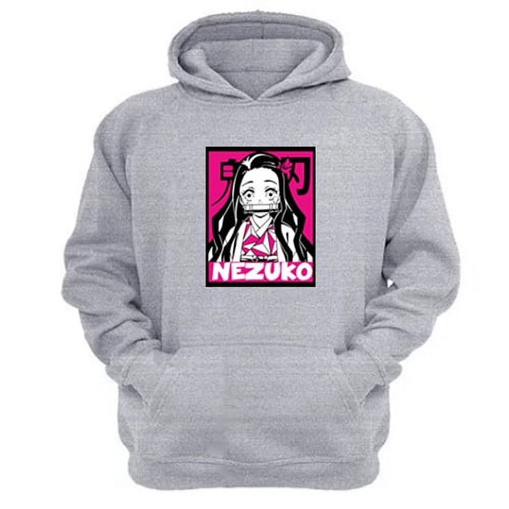 Genérico - Polerón Canguro Nezuko Gris Claro Talla M Unisex
