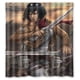 thumbnail image 1 of Cortina de ducha de Attack on Titan con diseño de espadas de Mikasa Ackerman, juego de cortina de baño con ganchos, tamaño 66 x 72 pulgadas, 1 of 3