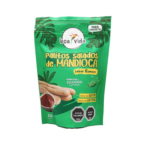Boa Vida - Palito Salado De Mandioca Con Romero, Envase Grande 130G