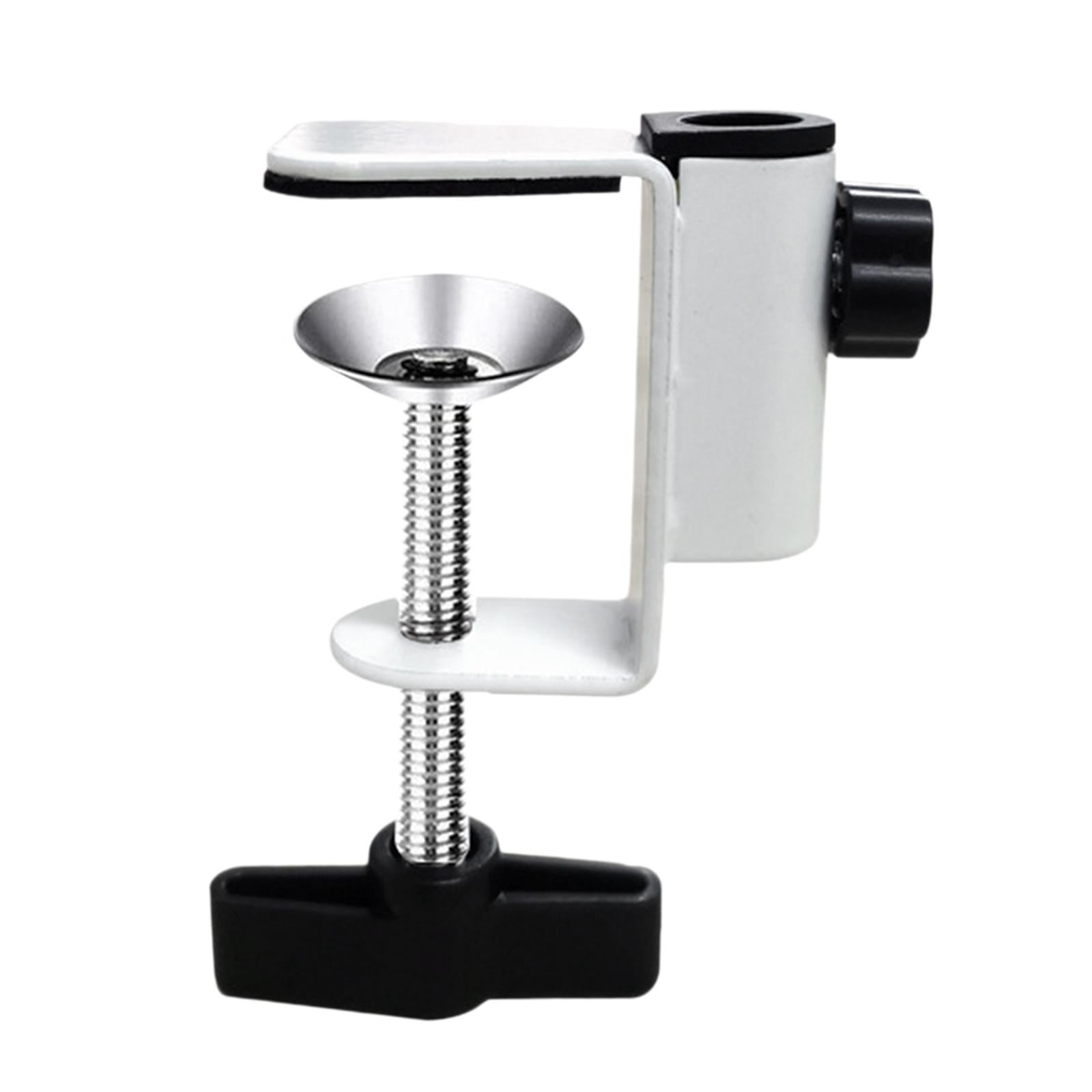 Magideal - Abrazadera De Montaje De Mesa, Soporte De Lupa, Abrazadera De Clip Fijo, Soporte De Cámara, Clip De Lámpara De Escritorio De Metal Para Estación De Tr Blanco