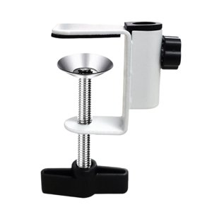 Magideal - Abrazadera De Montaje De Mesa, Soporte De Lupa, Abrazadera De Clip Fijo, Soporte De Cámara, Clip De Lámpara De Escritorio De Metal Para Estación De Tr Blanco