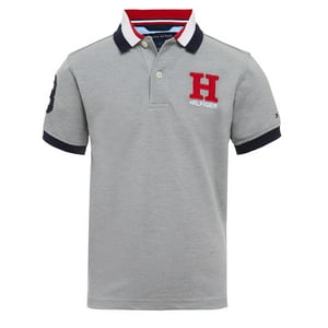 Polo Tommy Hilfiger Big Boys De Manga Corta Gris Mate