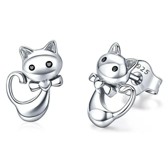 Aros Gato con Lazo en Plata 925