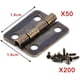 thumbnail image 2 of Minibisagras pequeñas, 50 paquetes de conectores para bisagras de armario, cajón y cofre con 200 tornillos de repuesto de 8 mm, bisagra de metal para joyero de madera, color bronce., 2 of 5