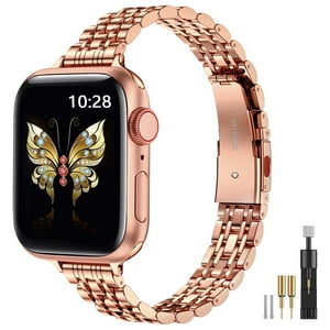 Correa Para Apple Watch Miohhr, Delgada, Metal, 42 Mm, Oro Rosa