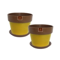 Pottery - Set De 2 Maceta Greta 16Cm Mostaza Y Sus Platos