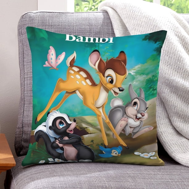 Bambi Fundas de almohada de terciopelo con tema, regalos de funda de almohada, decoración para el hogar, cojín de lanzar, regalo de cumpleaños para fans y parejas.50*50cm.