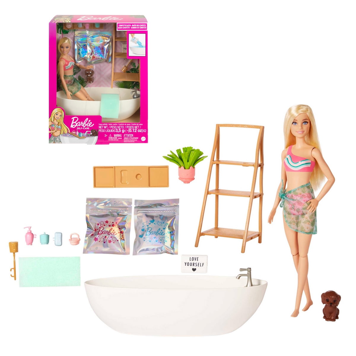 Muñeca Barbie Set Juego Baño De Burbujas Y Cachorro