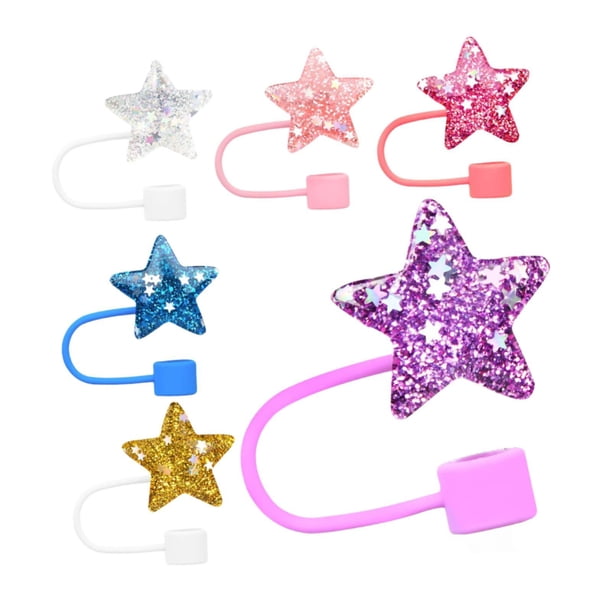 6x tapas de cubierta con ventosas, Protector con ventosas de 8mm de diámetro interior para mujeres, accesorios de copa a prueba de polvo con purpurina En forma de estrella