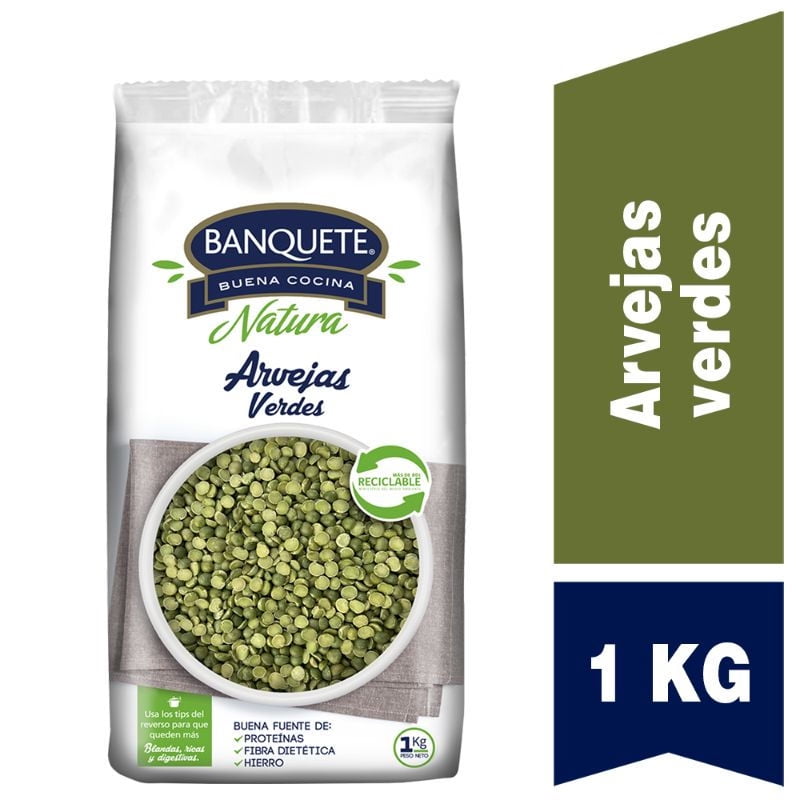 Arvejas Verdes Partidas Bolsa 1 Kg Banquete