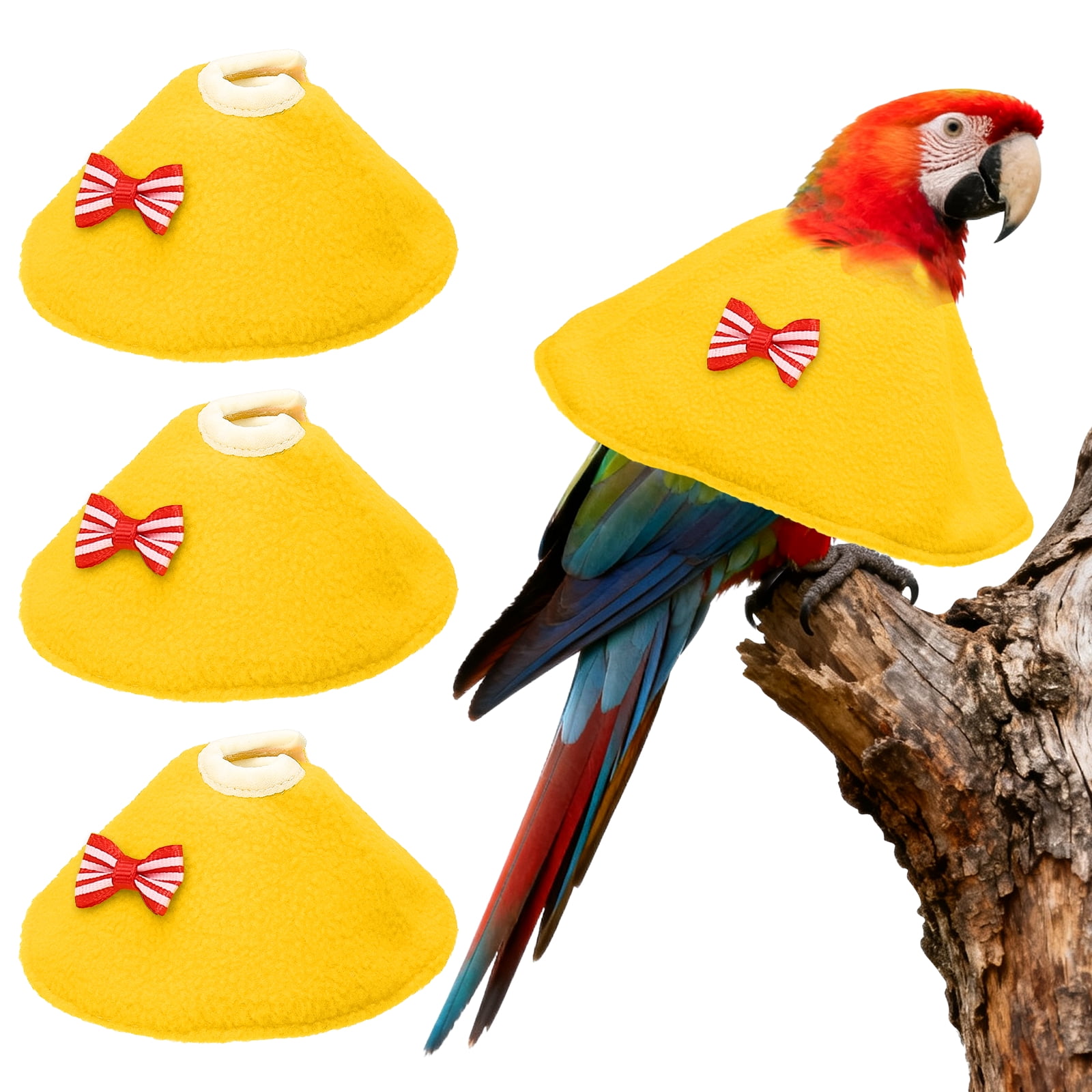 Collares para Aves Uxcell, Conos de Recuperación Protectores para Aves, Protector de Cuello Suave Ajustable Anti-Mordeduras para Plumas (Amarillo, M, 3 Piezas)