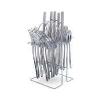 Genérico - Set 24 Piezas Cubiertos Cuchilleria Acero Inoxidable Color Plata