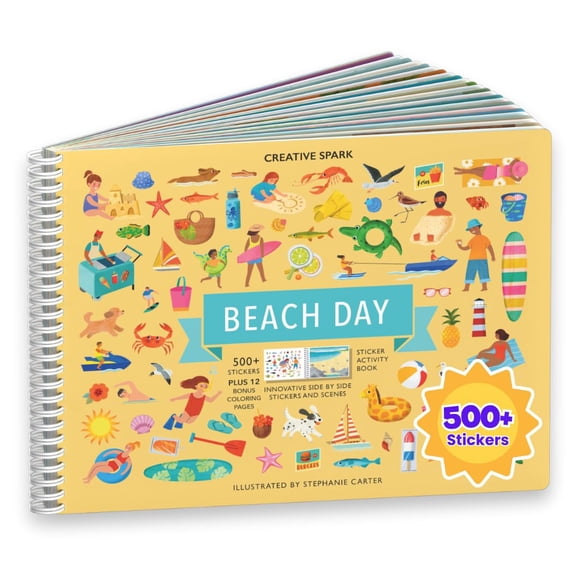 Libro de pegatinas CUPKIN Beach Day con más de 500 pegatinas para niños de 4 a 8 años