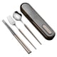thumbnail image 1 of Cubiertos de viaje reutilizables de acero inoxidable, juego de utensilios con estuche, lonchera portátil para acampar y la oficina., 1 of 6