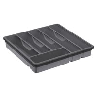Bothyi - Organizador De Cubiertos Con Tapa, Bandeja De Utensilios Cubierta Para Mesa, Picnics, Cocina, Gris