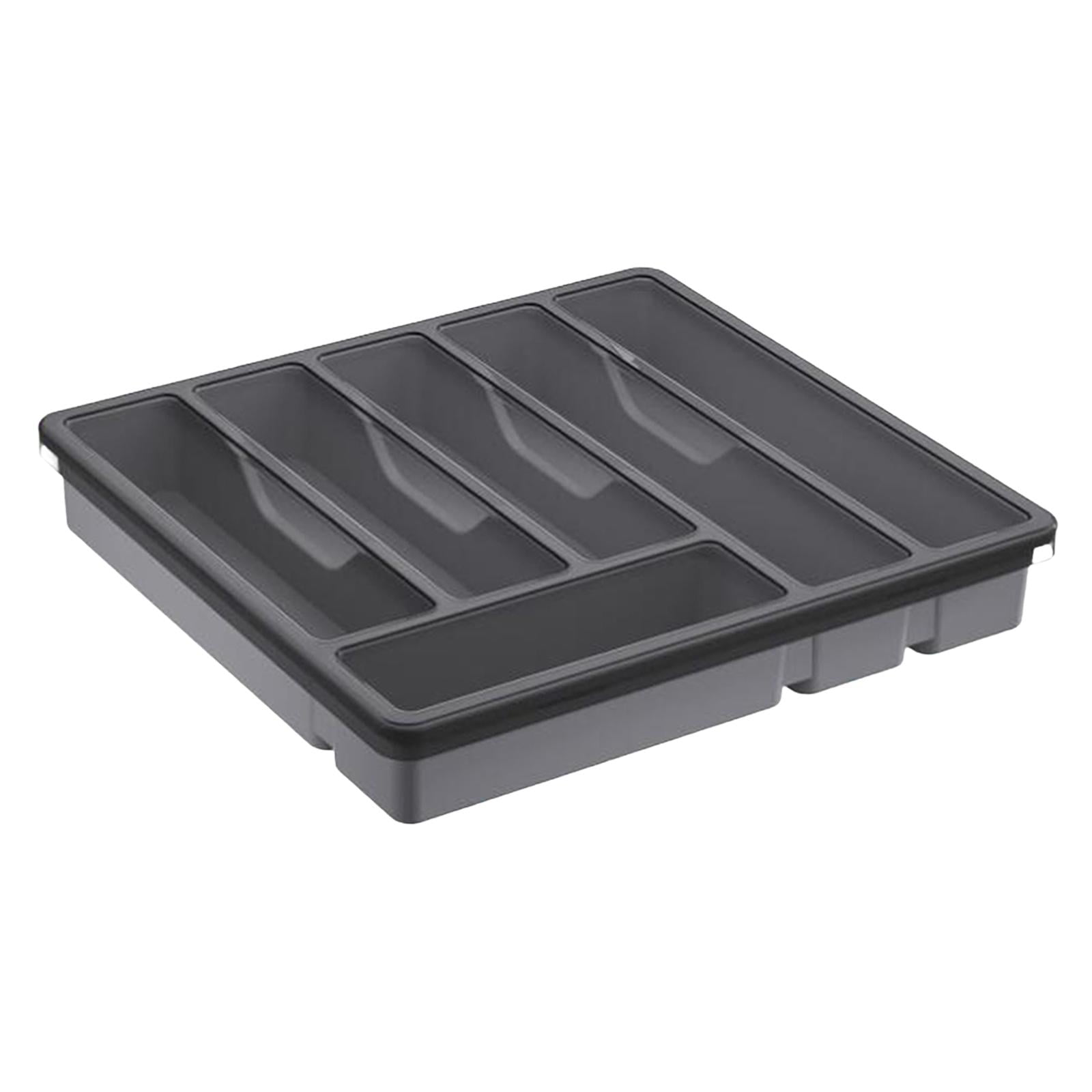 Bothyi - Organizador De Cubiertos Con Tapa, Bandeja De Utensilios Cubierta Para Mesa, Picnics, Cocina, Gris