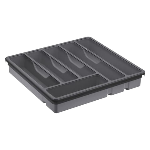 Bothyi - Organizador De Cubiertos Con Tapa, Bandeja De Utensilios Cubierta Para Mesa, Picnics, Cocina, Gris