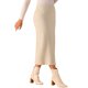 thumbnail image 4 of INSPIRE CHIC Falda de Punto A-Line para Mujer con Cintura Alta Elástica y Tejido Acanalado, Falda Midi de Suéter M Beige, 4 of 6
